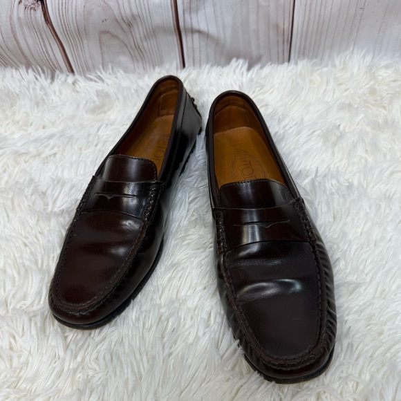 Tod's Dark Brown Leather Loafers - Picture 1 of 11